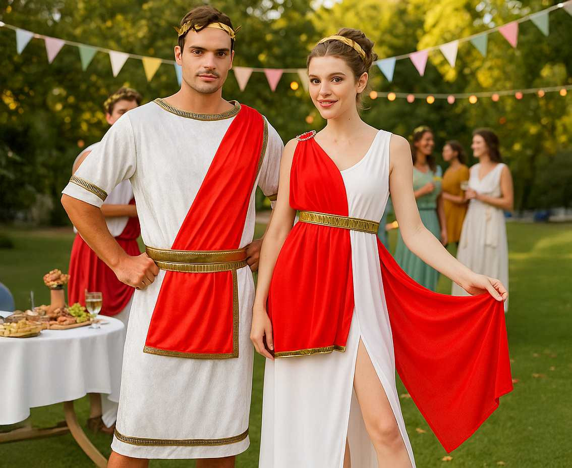 Role play-set for adult Greek King (robe, belt, headpiece), size 52